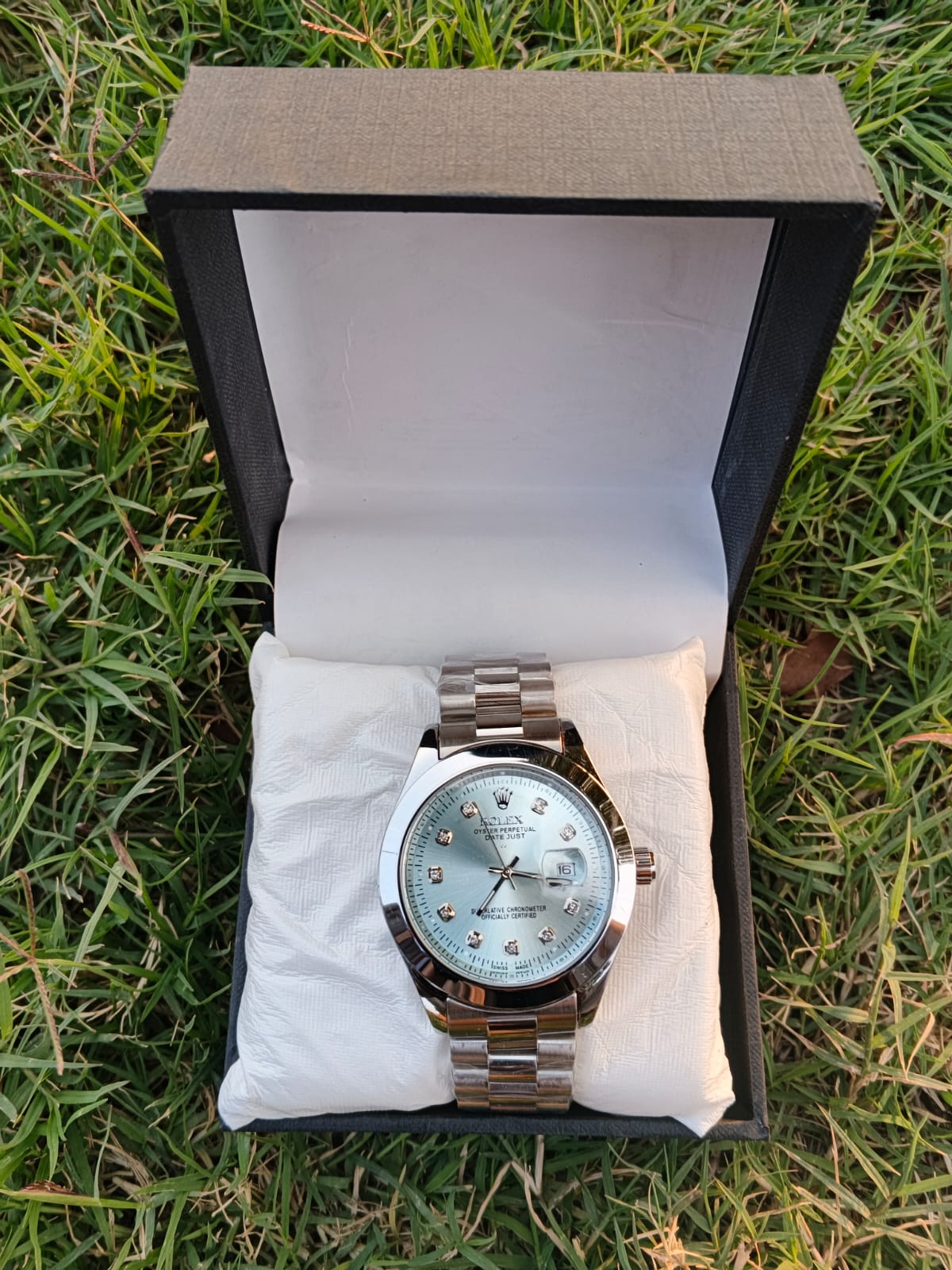 Rolex Oyster Perpetual Datejust Ice Blue Dial Stainless Steel Watch with Diamond Markers