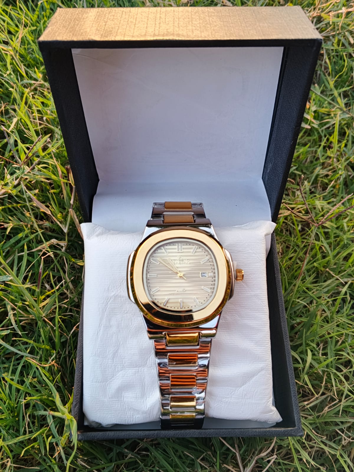 AMD Seastar Men’s Two-Tone Luxury Watch – Nautilus Style Gold & Silver Quartz Timepiece