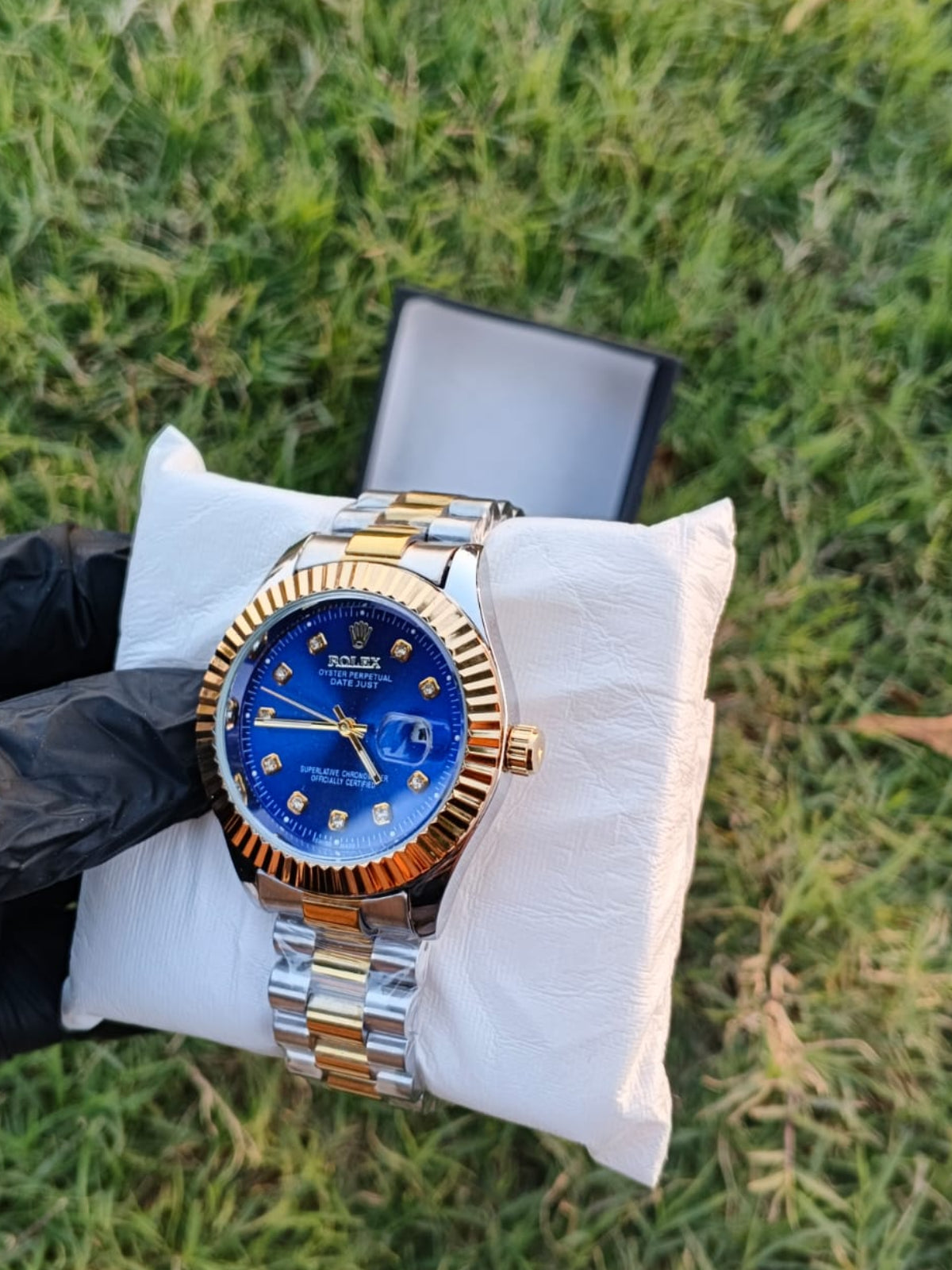 Rolex Oyster Perpetual Datejust Two-Tone Gold & Silver Men’s Watch with Blue Diamond Dial